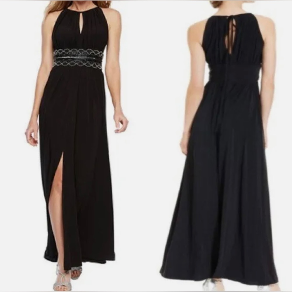 High-neck Evening Dress with Beading